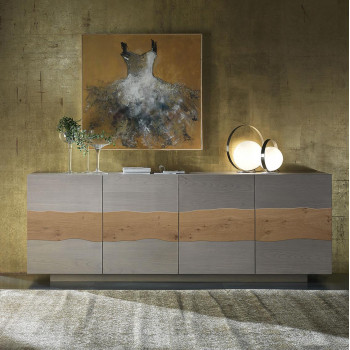 Madia 4 ante selvatico rovere nodato con fascia in legno