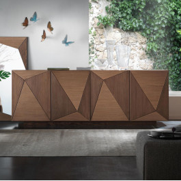 Specchiera geometria con triangoli, dettaglio legno