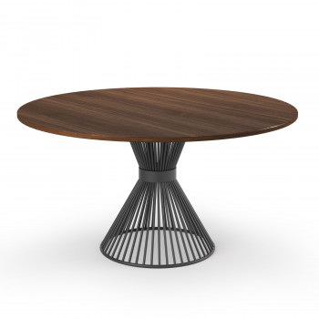 Tavolo rotondo fisso da 120 cm con basamento in canne in metallo