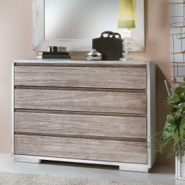 Comodino 2 cassetti in legno con finitura sabbiata