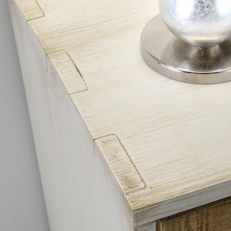 Comodino 2 cassetti dettaglio incastro legno