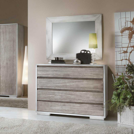 Comodino 2 cassetti in legno con finitura sabbiata