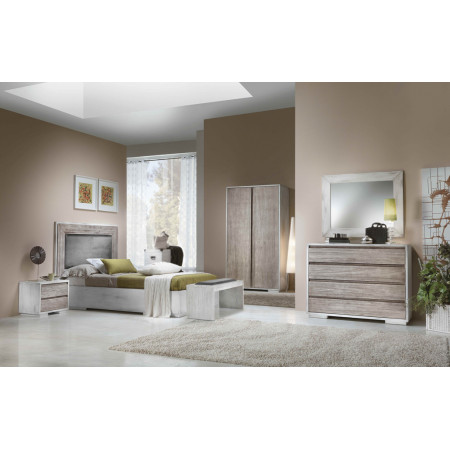 Letto singolo con contenitore in legno pioppo ambientato