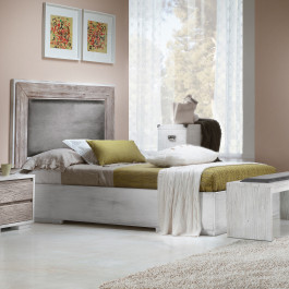 Comodino 2 cassetti in legno con finitura sabbiata