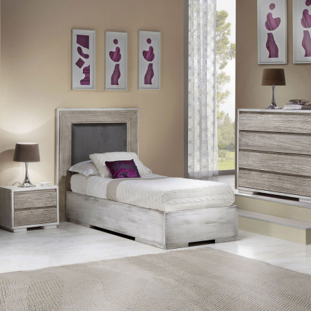 Letto singolo con giroletto in legno di pioppo