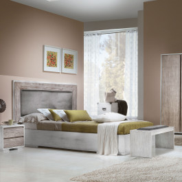 Comodino 2 cassetti in legno con finitura sabbiata