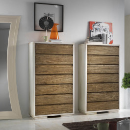 Comodino 2 cassetti in legno con finitura sabbiata