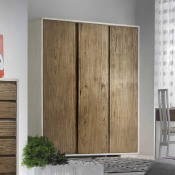 Armadio 3 ante legno pioppo, dettaglio finiture