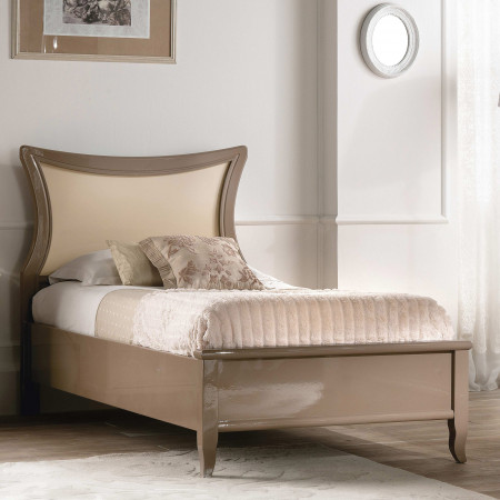 Letto singolo moderno in legno con testata sagomata