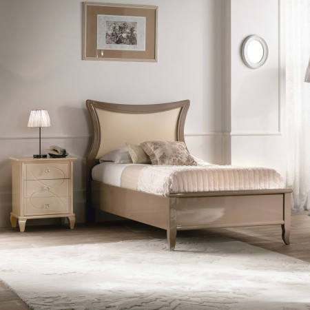 Letto singolo moderno in legno massello con testata