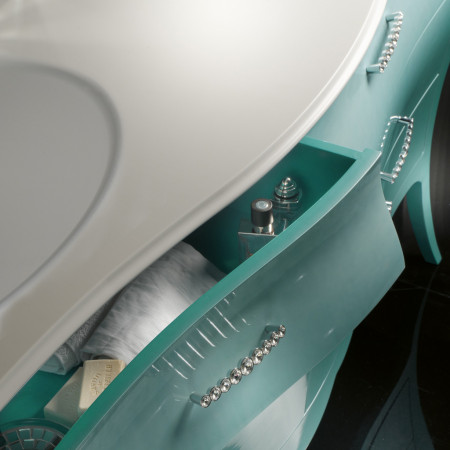 Mobile bagno 6 cassetti con dettaglio maniglie swarovski