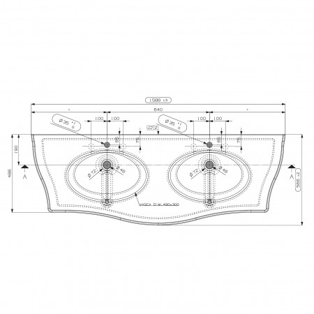 Mobile bagno 6 cassetti con lavabo in mineralmarmo