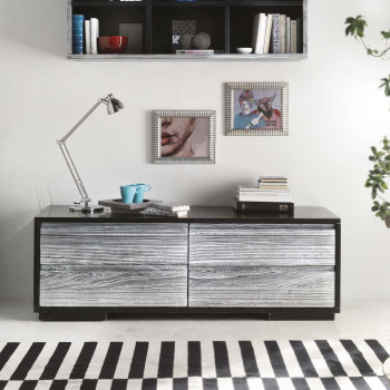 Porta tv 4 cassetti in legno con finitura sabbiata