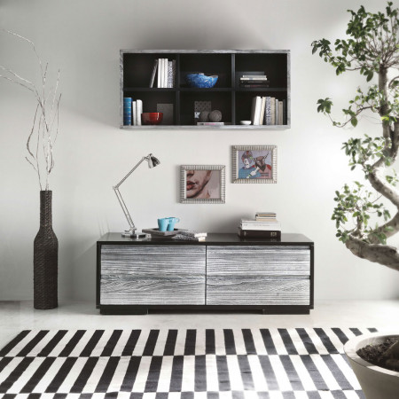 Pensile 6 vani in legno massello con design squadrato