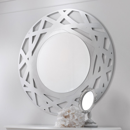 Specchiera rotonda gemma, cornice traforata elegante