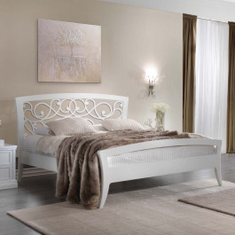 Letto Aurora con giroletto, testata traforata, legno massello