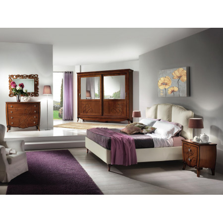 Armadio 2 ante scorrevoli con specchi e rilievi decorativi