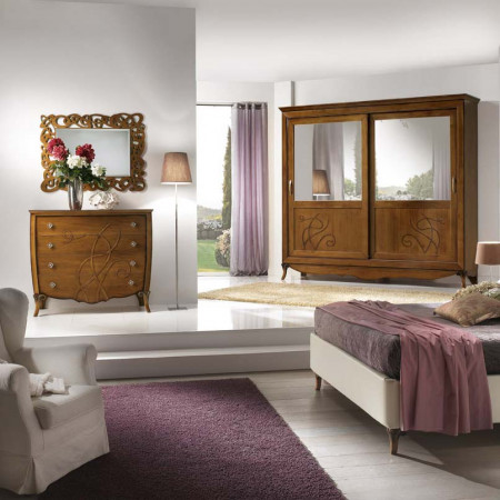 Specchiera con trafori in legno noce tanganica
