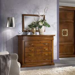 Comò con cinque cassetti, decorazioni floreali