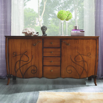 Credenza due ante e quattro cassetti con rilievi