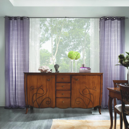 Credenza due ante e quattro cassetti in legno di noce
