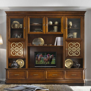 Parete a schema fisso Vivaldi in legno con ante decorate