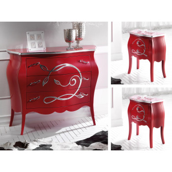 Gruppo notte ambra con decorazioni floreali in rilievo