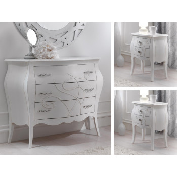 Gruppo notte Gemma, dettaglio comò con decorazione floreale