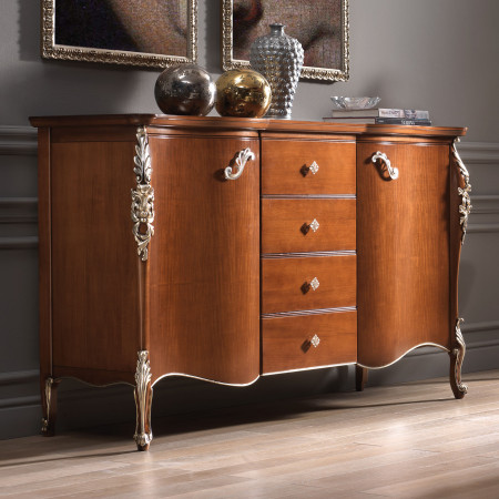 Credenza sagomata classica con intagli in legno