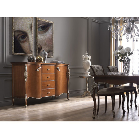 Credenza sagomata classica con intagli artistici
