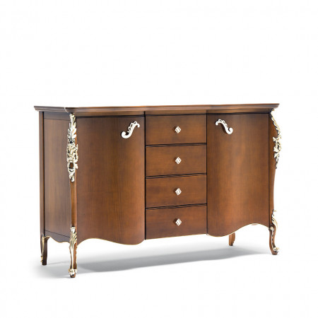 Credenza sagomata classica in legno tiglio intagliato
