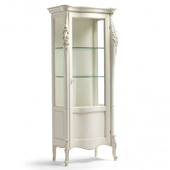 Vetrina classica a 1 porta destra con dettagli intagliati