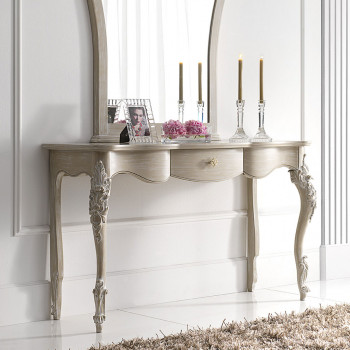 Consolle classica in legno con intagli decorativi