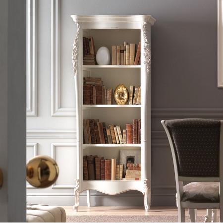 Libreria classica in legno massello con intagli decorativi