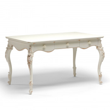 Scrivania con 3 cassetti classica, dettaglio gambe intagliate