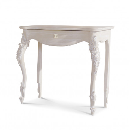 Consolle classica intagliata con cassetto, gambe decorate