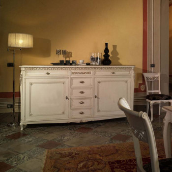 Credenza 2 porte liscie con piede 700 venezia, dettaglio intagli