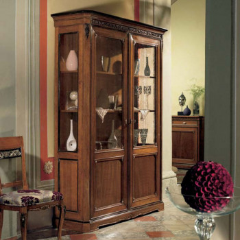 Argentiera 2 porte liscie, dettaglio intagli legno