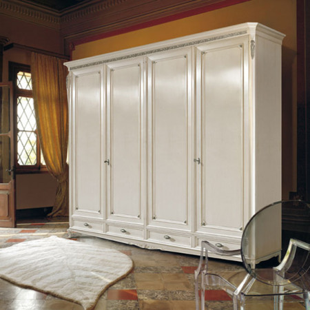 Armadio 4 porte piede 700, spalla curva con intagli
