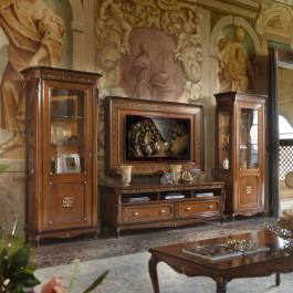 Vetrina 1 porta destra legno massello intagliato