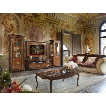 Porta tv con base e vetrine in legno toulipier
