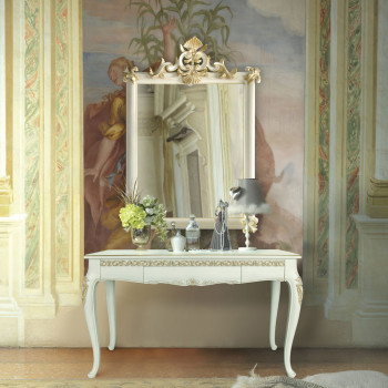 Consolle con cassetto e specchiera in legno toulipier