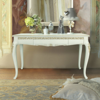 Consolle con 1 cassetto, dettaglio del piano in toulipier