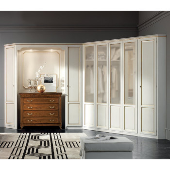 Cabine armadio a misura, ante serigrafate e comò