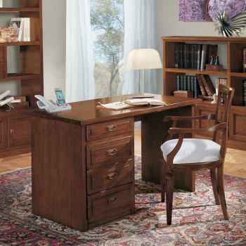 Scrivania su misura in legno con 4 cassetti