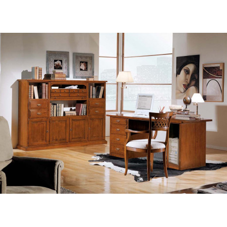 Scrivania porta computer legno massello con cassetti