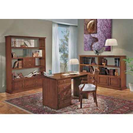 Libreria con 3 ante 2 cassetti in legno, dettagli laterali