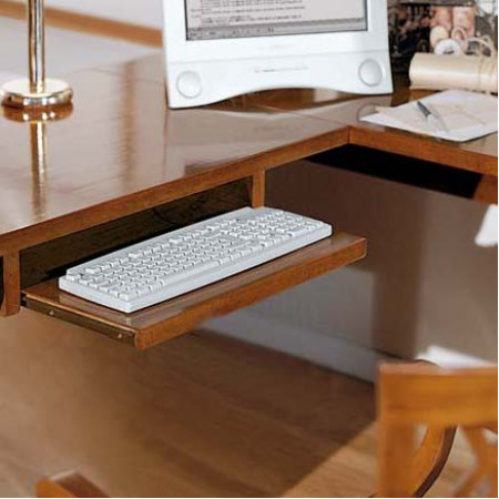 Libreria con scrivania in legno con ripiano tastiera