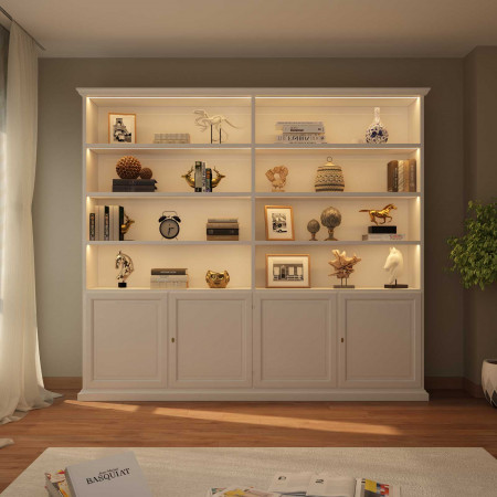 Libreria in legno su misura con luci led