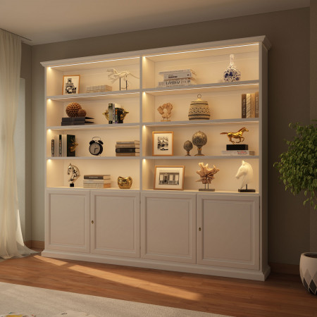 Libreria in legno su misura con luci led